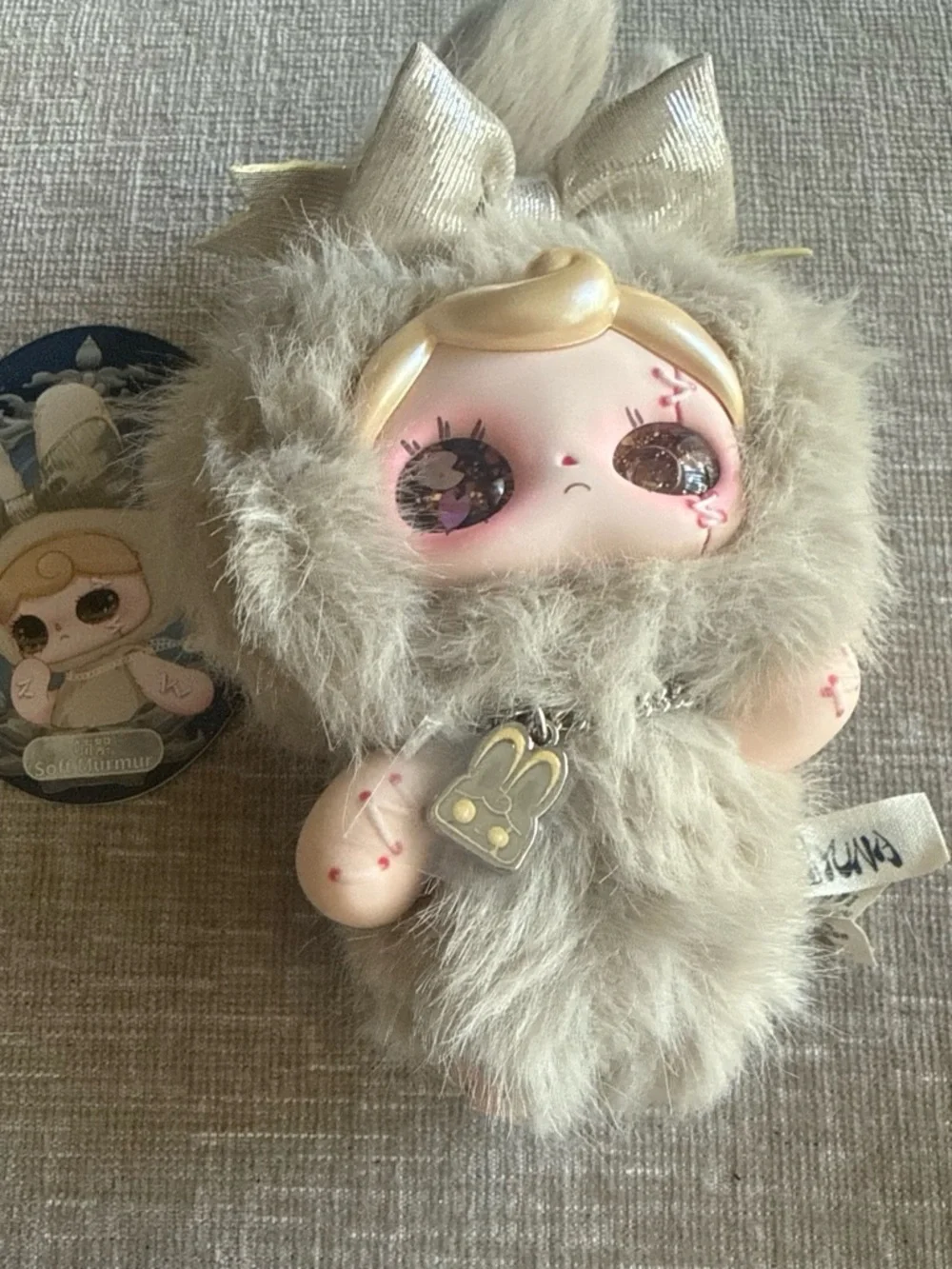 Nocturne overture Plush Bunny Charm Keychain - soft murmur gold